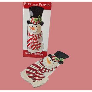 Fitz & Floyd Snack therapy snowman server tray dish plate platter holiday